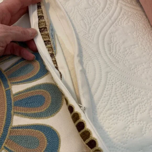 Farmhouse/Boho Cotton Embroidered Pillow Covers 18x18 - Picture 4 of 6